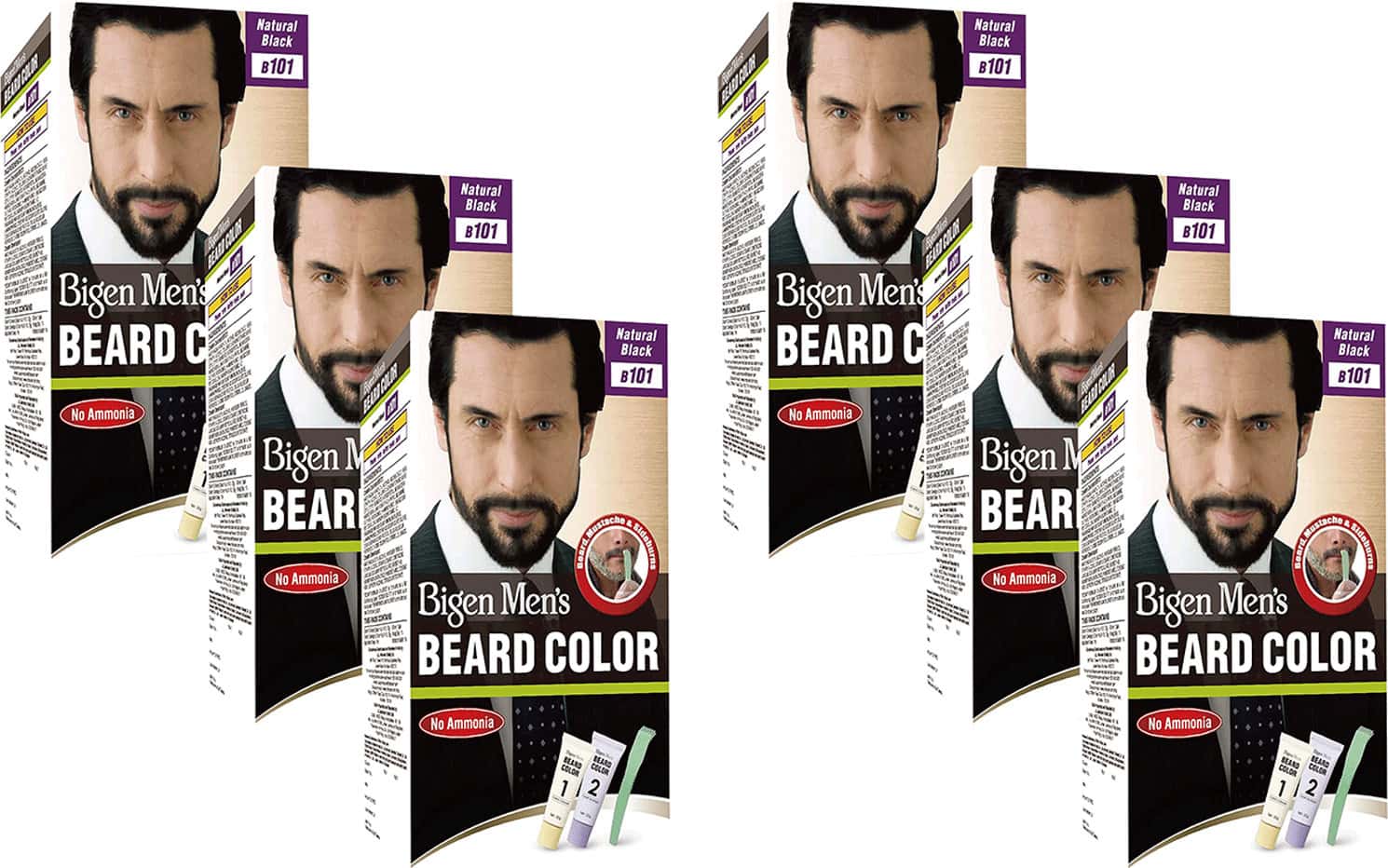 Bigen Men'S Beard Color Natural Black B101 40g (Pack Of 6)