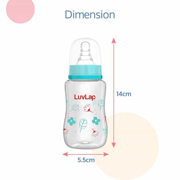 Luvlap Anti-Colic Slim/Regular Neck Essential Baby Feeding Bottle 125Ml Bpa Free