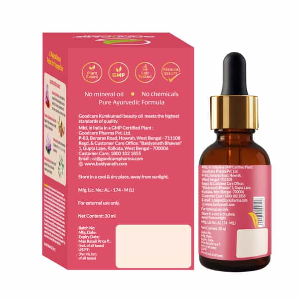 Goodcare Kumkumadi Face Oil 30Ml | Saffron, Lotus & Sandalwood | Brightens, Evens Tone & Fades Spots