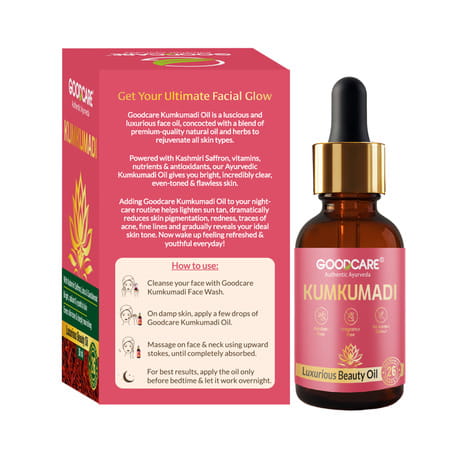 Goodcare Kumkumadi Face Oil 30Ml | Saffron, Lotus & Sandalwood | Brightens, Evens Tone & Fades Spots