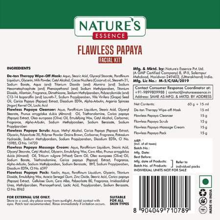 Nature'S Essence Flawless Papaya Facial Kit | Cleanse | Exfoliate | Nourish And Polish Your Skin 75g