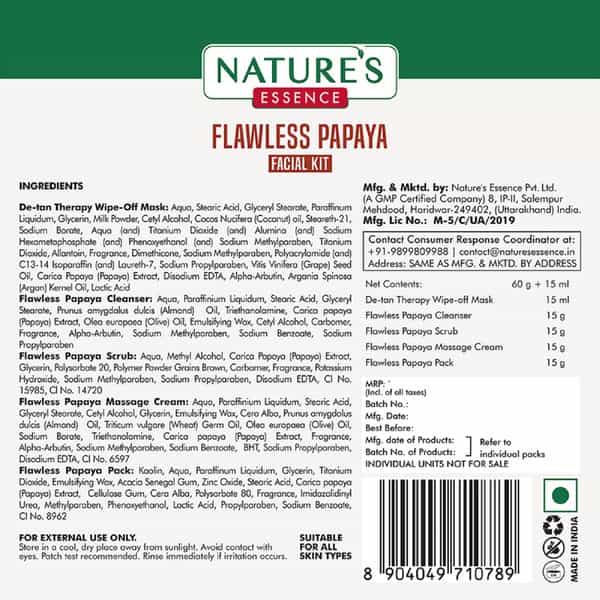 Nature's Essence Flawless Papaya Facial Kit | Cleanse | Exfoliate | Nourish And Polish Your Skin 75G