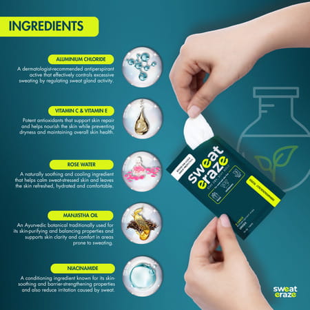 Sweat Eraze - Antiperspirant Wipes - Pack Of 3