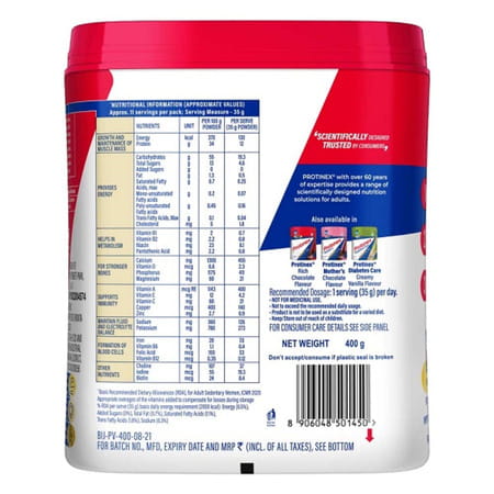 Protinex Creamy Vanilla Flavour Powder With Free Bottle 325ml Jar 400 Gm