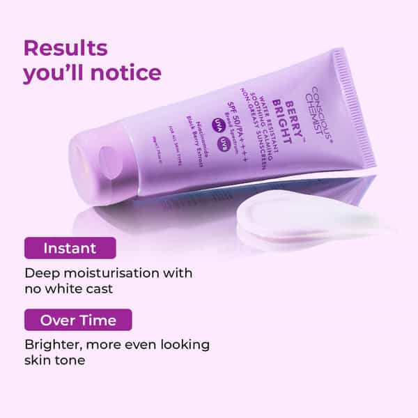 Conscious Chemist Berry Bright Spf 50 Pa++++ Sunscreen | In - Vivo Tested | Uva/Uvb Protection | 50G