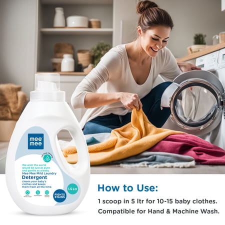 Mee Mee Baby Liquid Detergent | Ph Balanced | Free From Harsh Chemicals | 1.5l