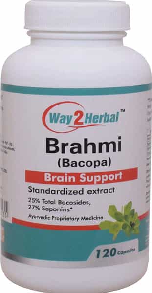 Way2herbal Brahmi Capsules Brain Support - 120 Capsules