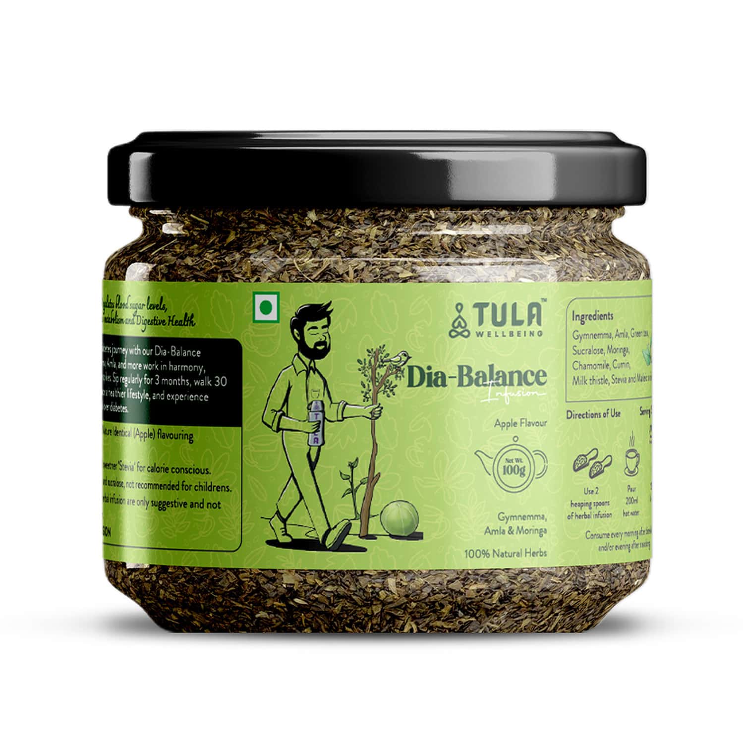 Tula Wellbeing Dia-Balance Infusion Herbal Tea | Regulate Sugar | Enhance Metabolism | Apple - 100g