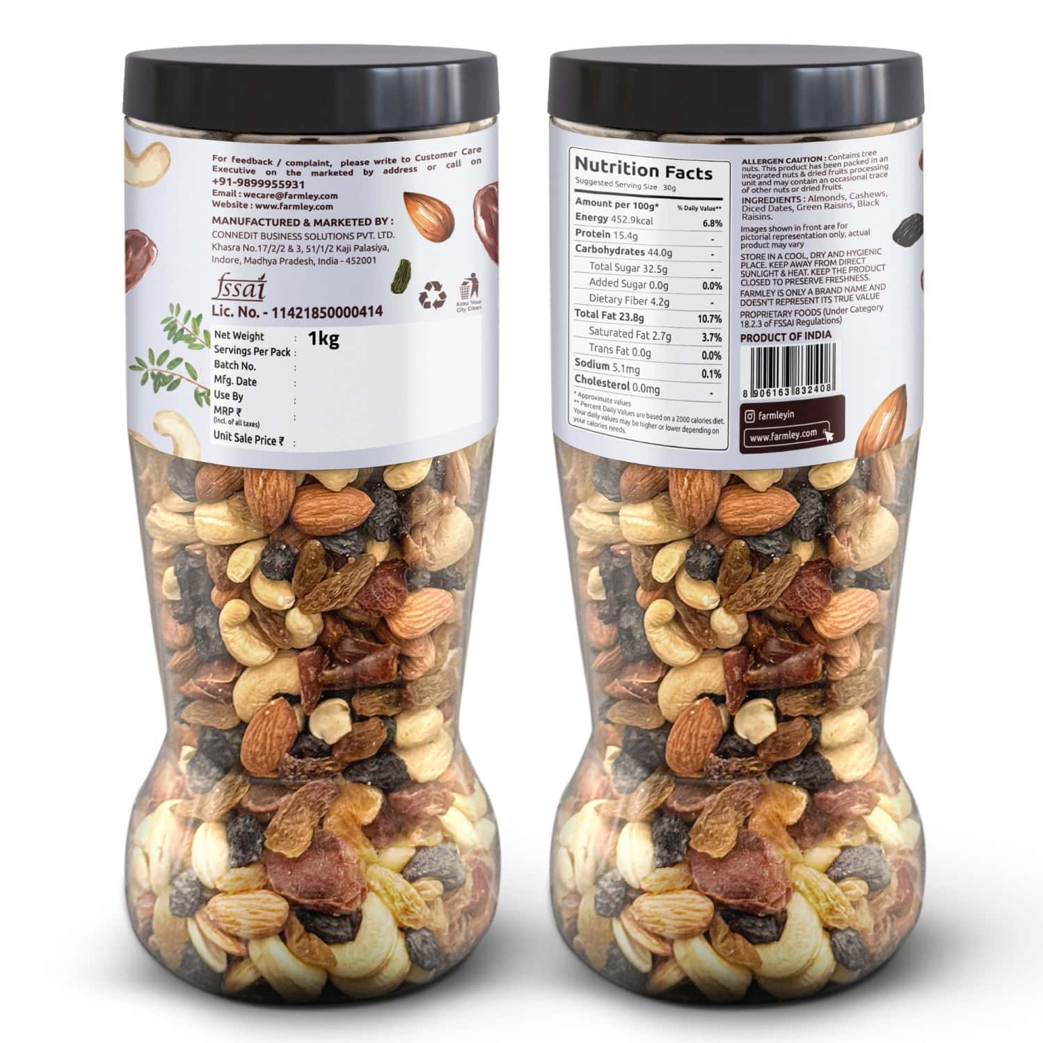 Farmley Premium Panchmeva Mix Dry Fruits Jar 1 Kg