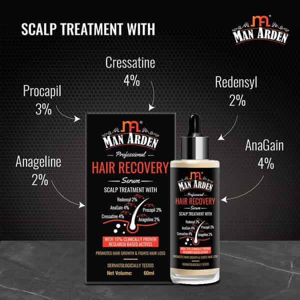 Man Arden Professional Hair Recovery Serum With 1 Dermatologically Tested Scalp Treatment 60Ml