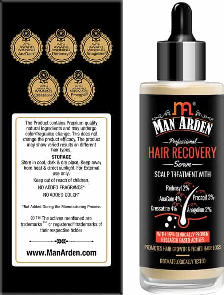 Man Arden Professional Hair Recovery Serum With 1 Dermatologically Tested Scalp Treatment 60Ml