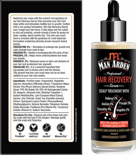 Man Arden Professional Hair Recovery Serum With 1 Dermatologically Tested Scalp Treatment 60Ml