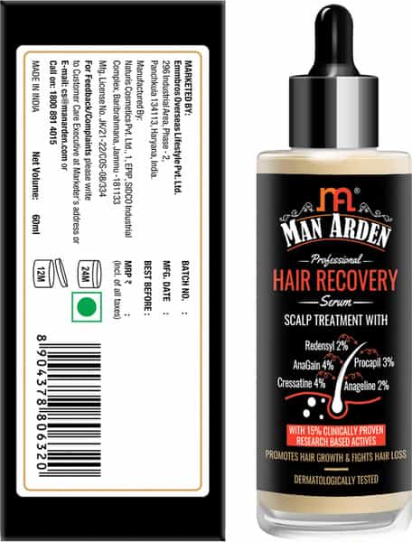 Man Arden Professional Hair Recovery Serum With 1 Dermatologically Tested Scalp Treatment 60Ml