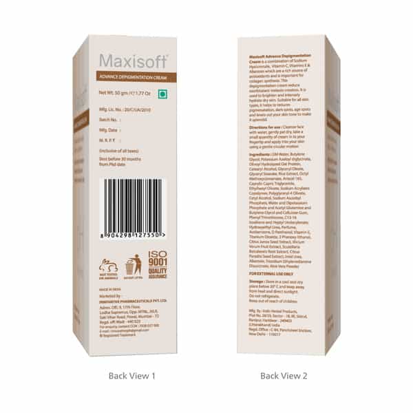Maxisoft Advance De-Pigmentation | Paraben & Mineral Oil Free | Cream | Tube | 50 Gm