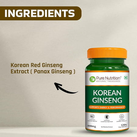 Pure Nutrition Korean Ginseng 800mg Boosts Energy