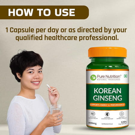 Pure Nutrition Korean Ginseng 800mg Boosts Energy