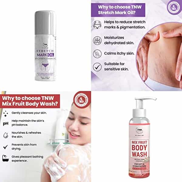Tnw The Natural Wash Body Care Combo With Stretch Mark Oil And Mix Fruit Body Wash