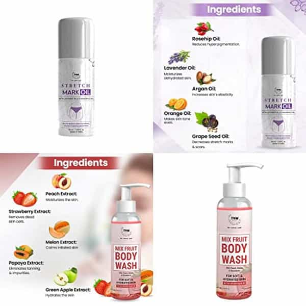 Tnw The Natural Wash Body Care Combo With Stretch Mark Oil And Mix Fruit Body Wash