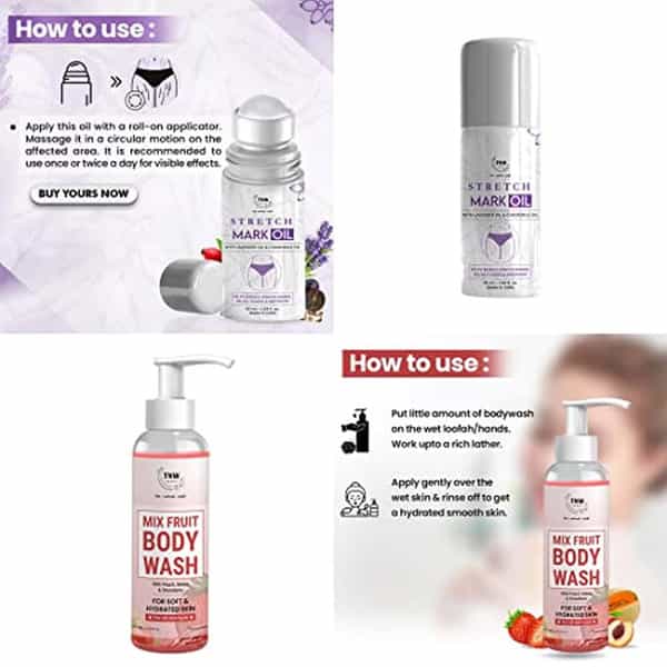 Tnw The Natural Wash Body Care Combo With Stretch Mark Oil And Mix Fruit Body Wash