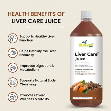 Ayumcure Liver Care Juice For Men & Women | Ayurvedic Herbs Blend | Natural Antioxidant Support - 1l