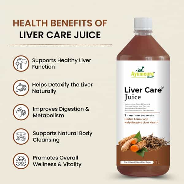Ayumcure Liver Care Juice For Men & Women | Ayurvedic Herbs Blend | Natural Antioxidant Support - 1L