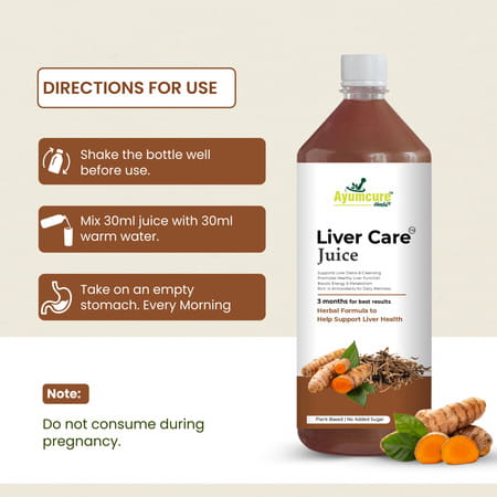Ayumcure Liver Care Juice For Men & Women | Ayurvedic Herbs Blend | Natural Antioxidant Support - 1l