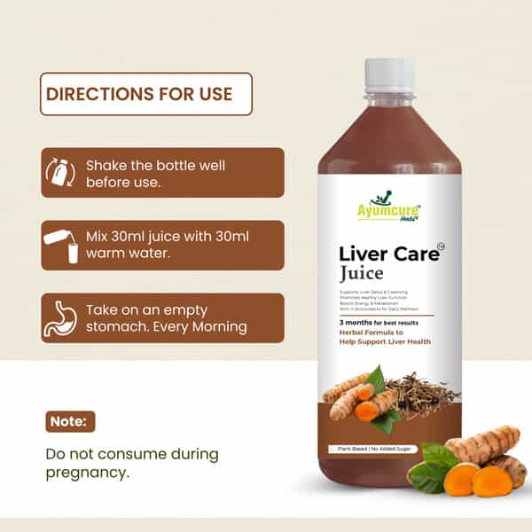 Ayumcure Liver Care Juice For Men & Women | Ayurvedic Herbs Blend | Natural Antioxidant Support - 1L