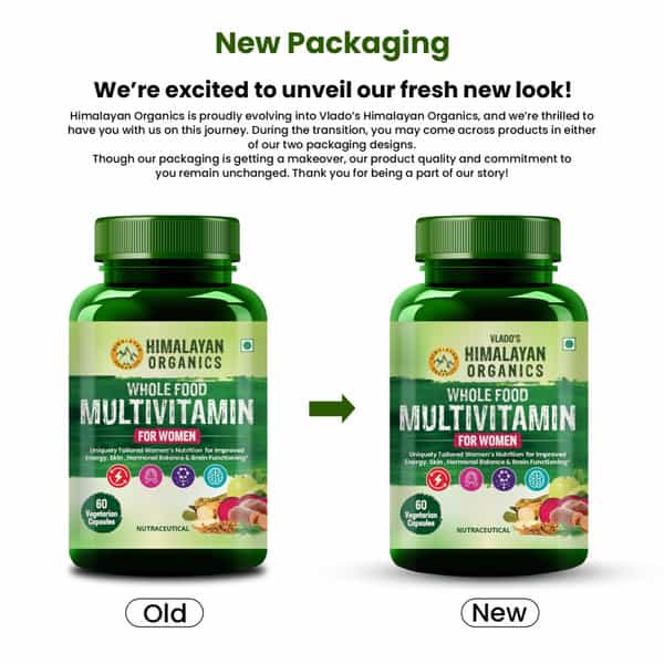Vlado's Himalayan Organics Whole Food Multivitamin For Women | 60 Veg Capsules