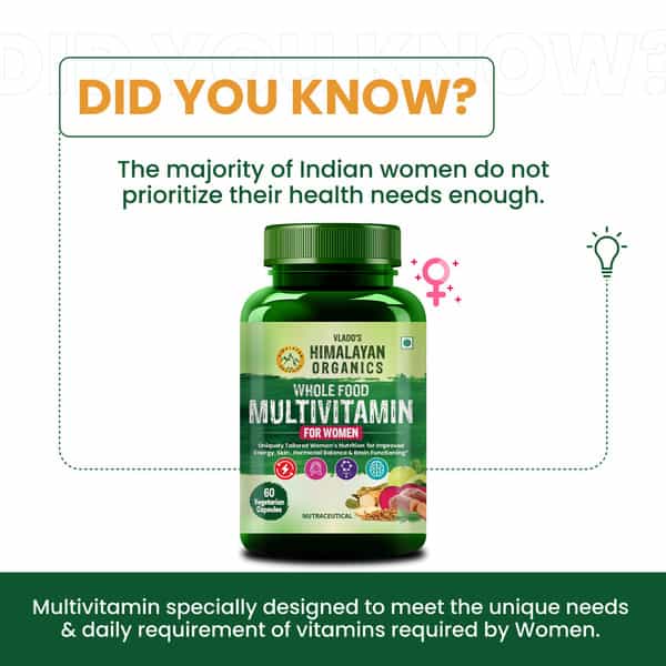Vlado's Himalayan Organics Whole Food Multivitamin For Women | 60 Veg Capsules