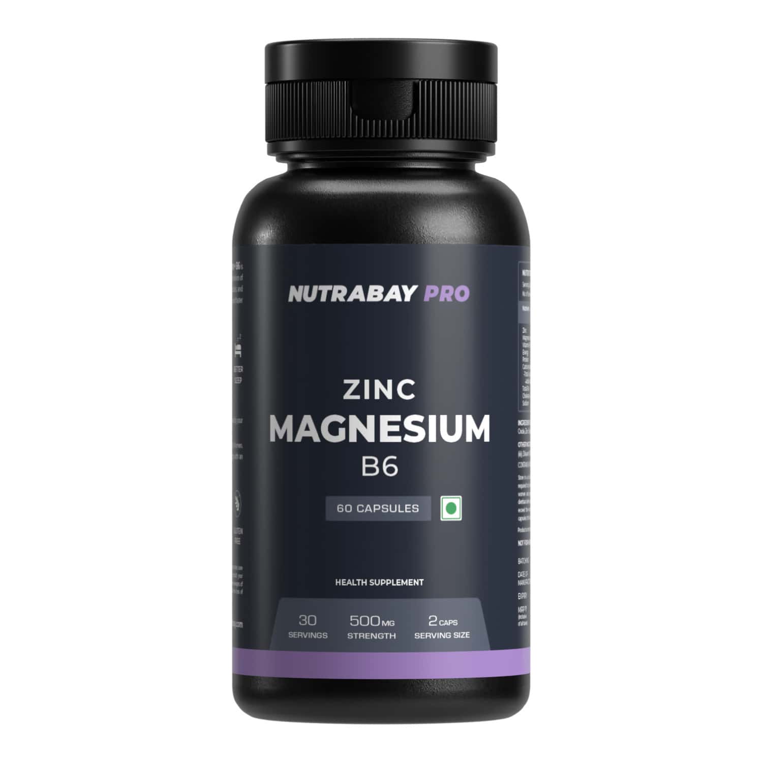 Nutrabay Pro Zinc + Magnesium + B6 - 500mg - 60 Capsules