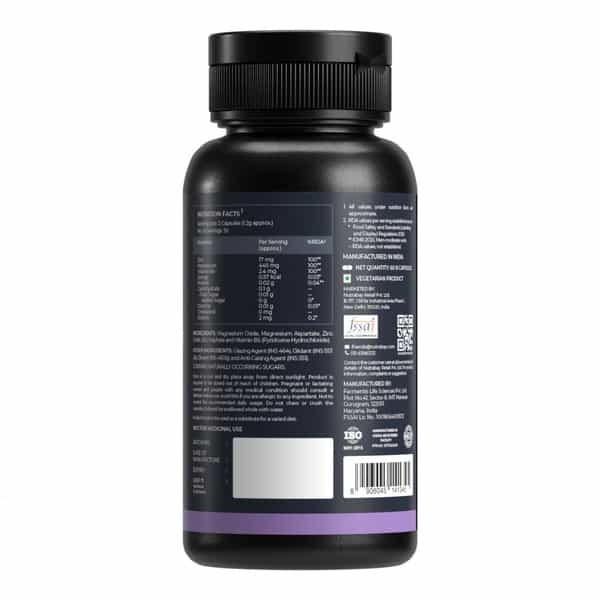 Nutrabay Pro Zinc + Magnesium + B6 - 500Mg - 60 Capsules