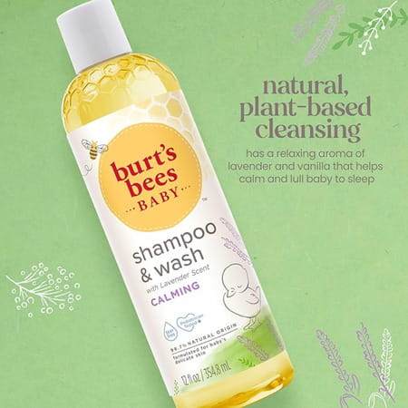 Burts Bees Baby Shampoo & Wash | Calming Lavender | Tear-Free Baby Cleanser | 354.8 Ml