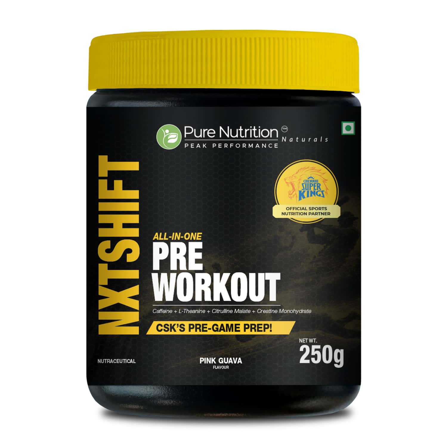 Pure Nutrition Nxtshift Pre Workout | Pink Guava | Energy | Focus & Endurance Formula 250 Gm