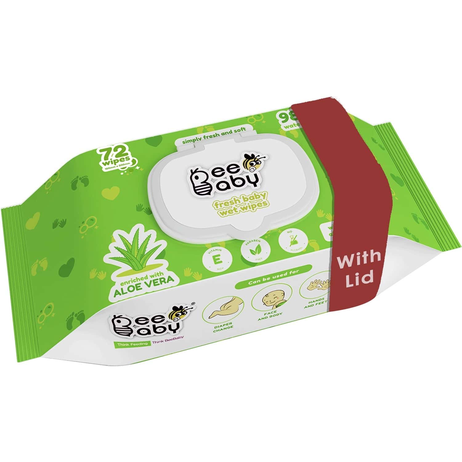 Buy BEEBABY FRESH ALOE VERA BABY WET WIPES WITH LID 1 PACK OF 72