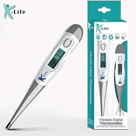 K-Life Fdt-101 Flexible Tip Digital Fever Check Thermometer For Kids Adults & Babies (Grey) 1nos