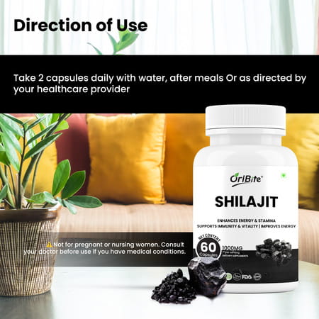 Shilajit 1000mg Capsules For Men & Women Vitality 60 Capsules