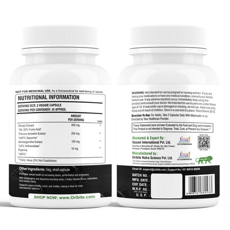 Shilajit 1000mg Capsules For Men & Women Vitality 60 Capsules