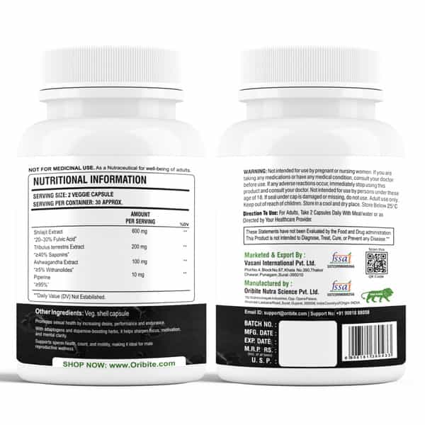 Shilajit 1000Mg Capsules For Men & Women Vitality 60 Capsules