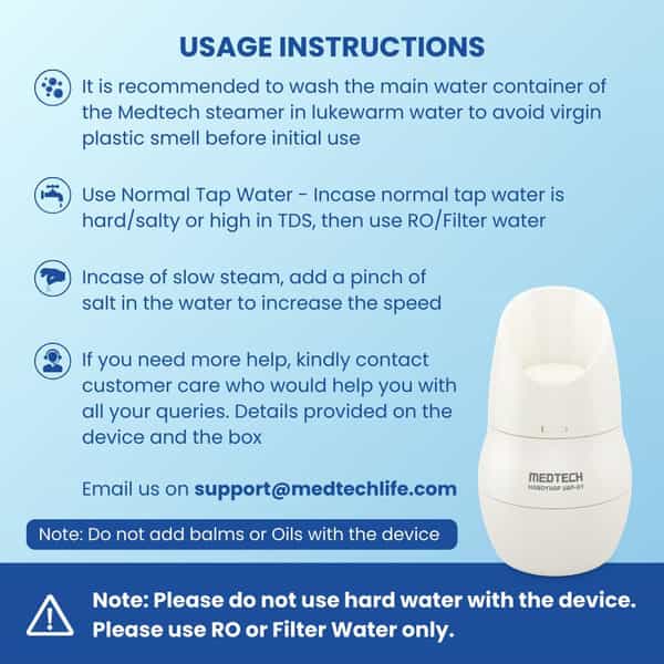 Medtech 2 In 1 Vaporizer For Cold & Cough + Steamer For Face Steam | Vaporizer | Facial Steamer