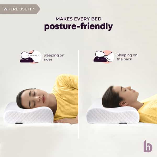 Betterhood White Memory Foam Ergonomic Dual Height Cervical Sleep Pillow (Medium)