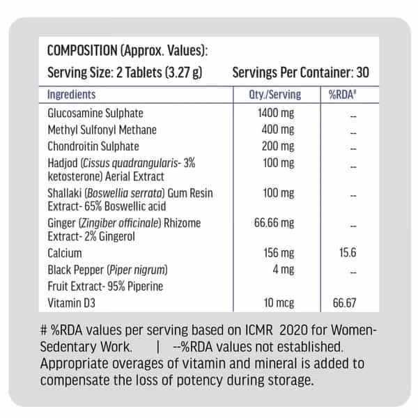 Hk Vitals Joint Support Supplement | With Glucosamine 1400Mg | 60 Joint Support Tablets