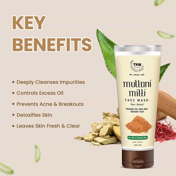 Tnw The Natural Wash Multani Mitti Face Wash Oily To Normal Skin With Kashmiri Kesar - 100 Ml