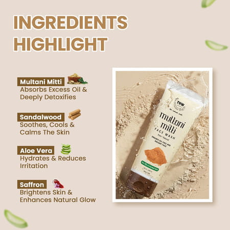 Tnw-The Natural Wash Multani Mitti Face Wash Oily To Normal Skin With Kashmiri Kesar - 100 Ml