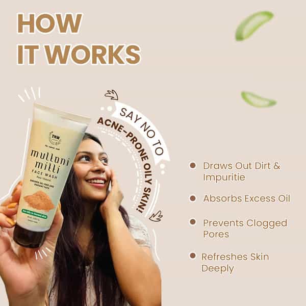 Tnw The Natural Wash Multani Mitti Face Wash Oily To Normal Skin With Kashmiri Kesar - 100 Ml