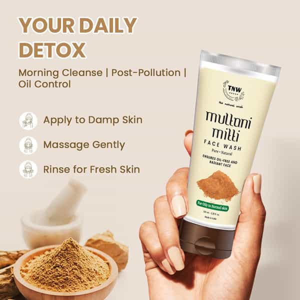 Tnw The Natural Wash Multani Mitti Face Wash Oily To Normal Skin With Kashmiri Kesar - 100 Ml