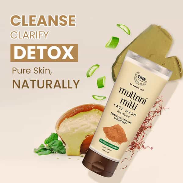 Tnw The Natural Wash Multani Mitti Face Wash Oily To Normal Skin With Kashmiri Kesar - 100 Ml