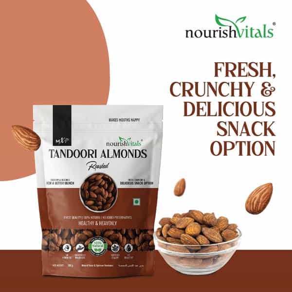 Nourishvitals Tandoori Rosted Almonds | 100% Natural California Almonds | 200G X Pack Of 2