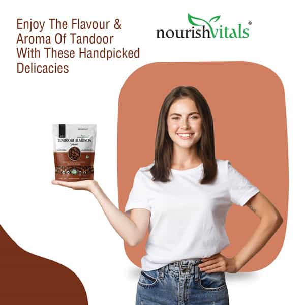 Nourishvitals Tandoori Rosted Almonds | 100% Natural California Almonds | 200G X Pack Of 2