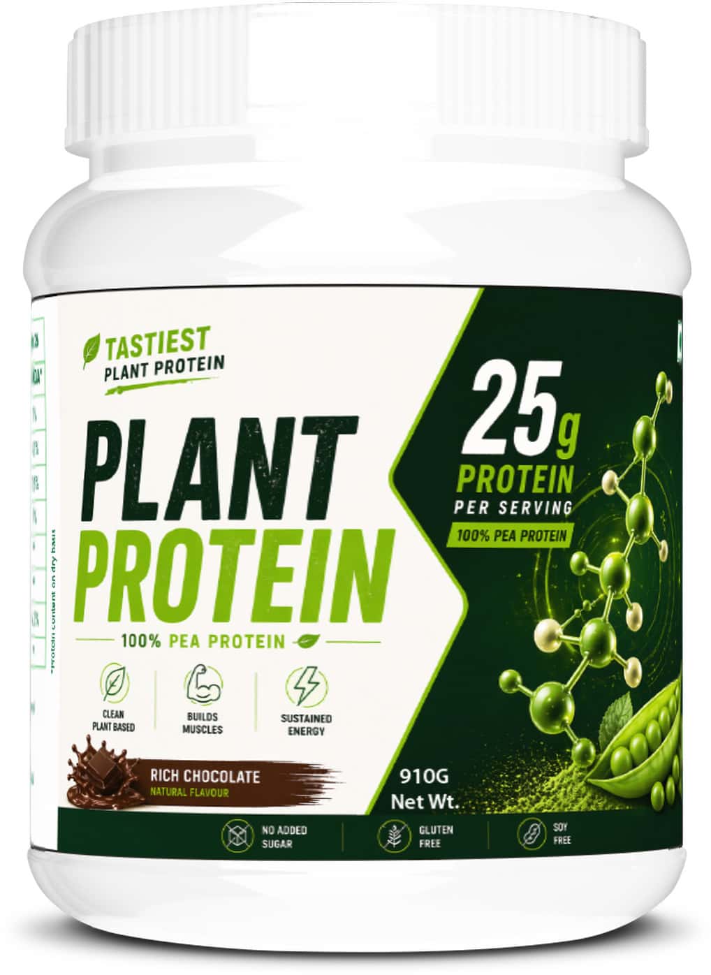 Sos Nutrition Plant Protein Powder For Men & Women 25g Protein Per Serving (910g Chocolate)