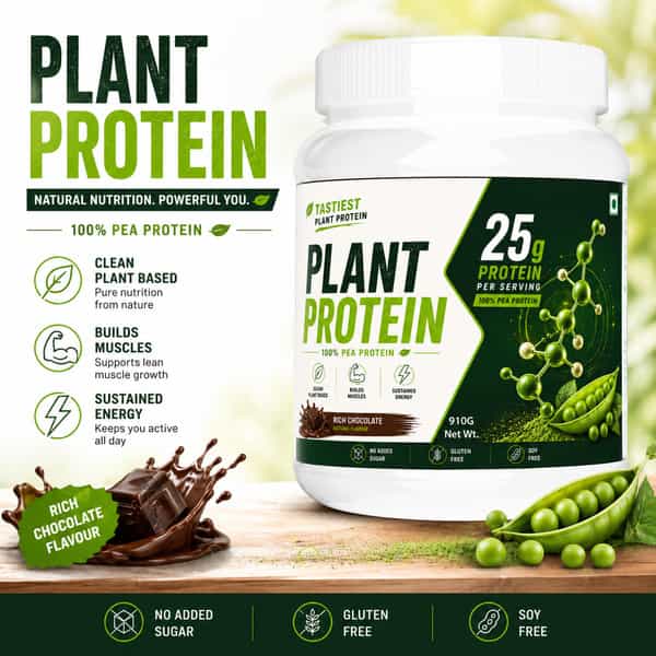Sos Nutrition Plant Protein Powder For Men & Women 25G Protein Per Serving (910G Chocolate)